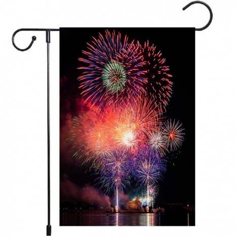 Fireworks New Year Yard Decoration Night Garden Flag