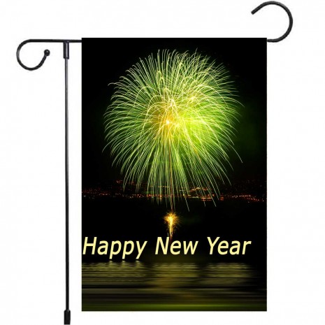 City Night New Year Fireworks Yard Decoration Garden Flag