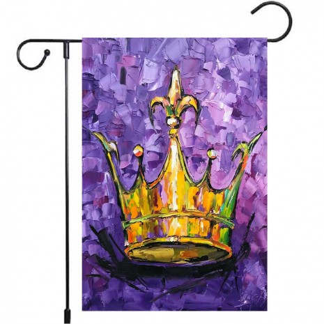 Golden Crown Yard Decoration Purple Mardi Gras Garden Flag