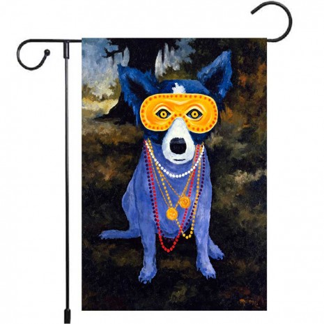 Blue Dog Yard Decoration Mardi Gras Garden Flag