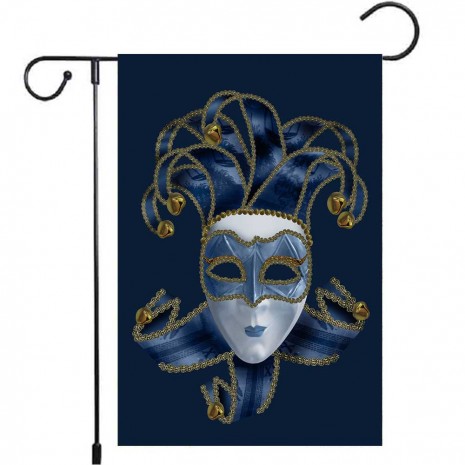 Mask Yard Decoration Mardi Gras Blue Garden Flag