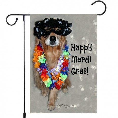 Dog Yard Decoration Happy Mardi Gras Garden Flag