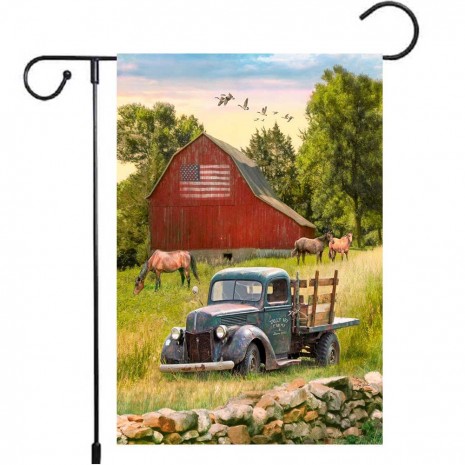 Car Horse Garden Flag Farm Yard Decoration