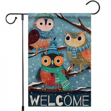 Yard Decorative Welcome Winter Birds Garden Flag