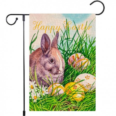 Yard Decorative Bunny Egg Happy Easter Garden Flag