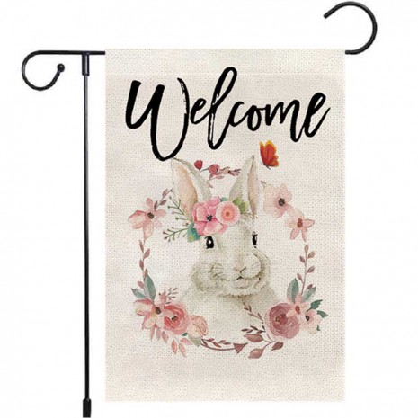 Welcome Yard Decorative Easter Bunny Garden Flag