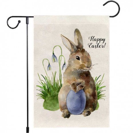 Bunny Flowers Yard Decorative Happy Easter Garden Flag