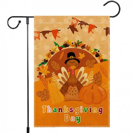 Turkey Pumpkin Garden Flag Thanksgiving Day Yard Decoration