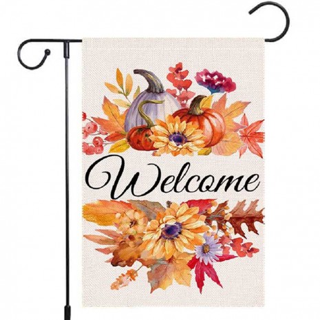 Flower Pumpkin Thanksgiving Day Garden Flag Yard Decoration