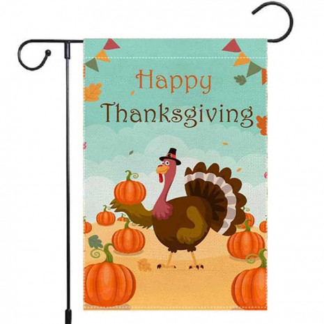 Happy Thanksgiving Day Garden Flag Pumpkin Turkey Yard Decoration