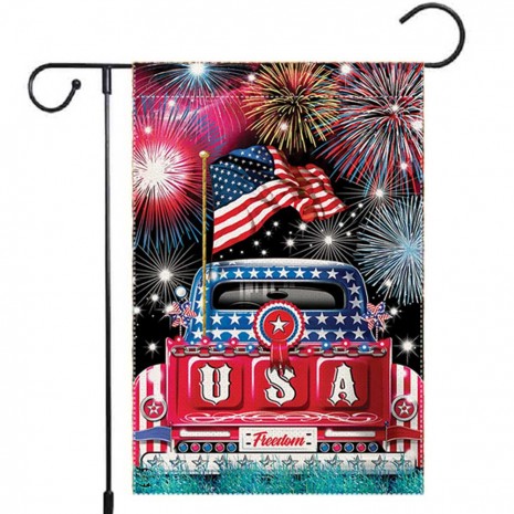 Welcome Yard Decorative 4th of July Dwarf Patriotic Garden Flag