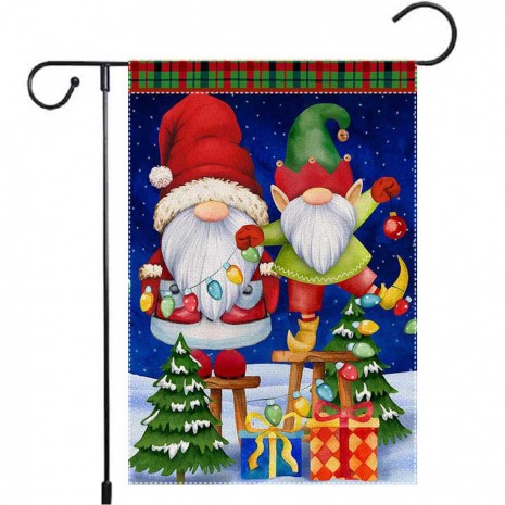 Santa Claus Dwarf Yard Decorative Christmas Garden Flag