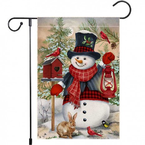 Snowmen Rabbit Yard Decorative Christmas Garden Flag