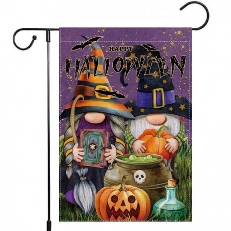 Happy Halloween Dwarf Magic Garden Flag Yard Decoration