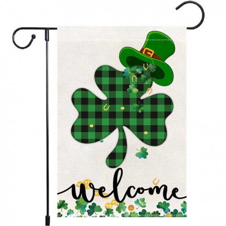 Four Leaf Clover Yard Decoration St. Patrick's Day Garden Flag