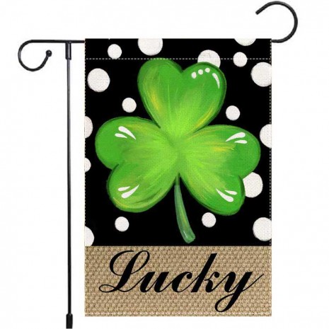 Four Leaf Clover Yard Decoration St. Patrick's Day Garden Flag