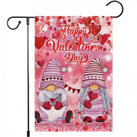 Yard Decoration Dwarf Happy Valentine's Day Garden Flag