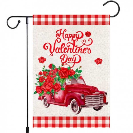 Red Car Yard Decoration Happy Valentine's Day Garden Flag