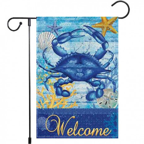 Crab Flag Garden Beach Welcome Yard Decoration