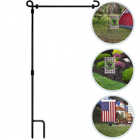 Stainless Steel Garden Festival Flag Frame Stand Holder Pole With Flag Stopper
