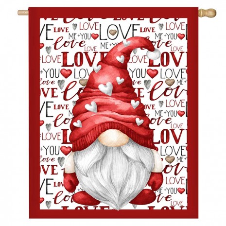 Dwarf Home Decorative Valentine's Day Love House Flag