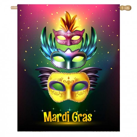 Mask Mardi Gras Home Decorative House Flag