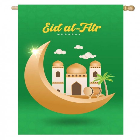 Green Home Decorative Eid Al Fitr House Flag