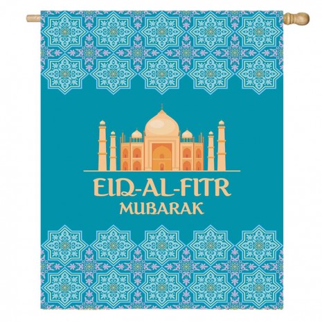 Eid Al Fitr Blue Home Decorative Mubarak House Flag