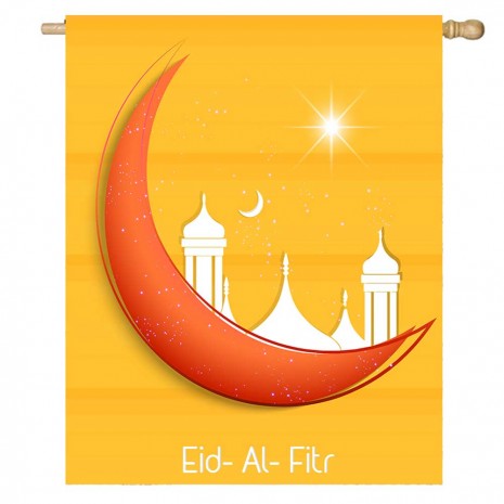 Moon Eid Al Fitr Yellow Home Decorative House Flag