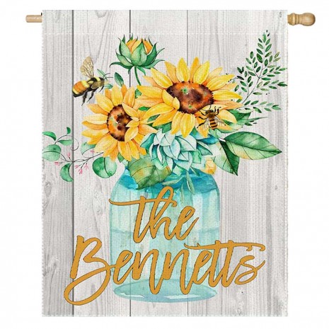 Wood Floor Sunflower Yard Decorative Spring House Flag