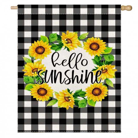 Sunflower Hello Sunshine Home Decorative Summer House Flag