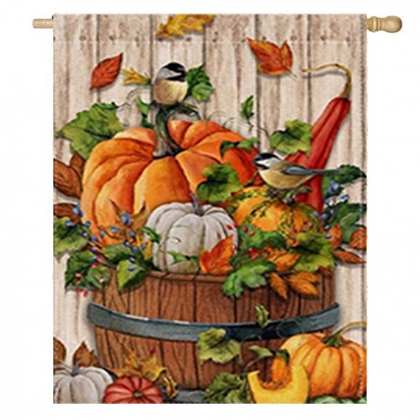 Harvest Time Pumpkin Home Decorative House Flag