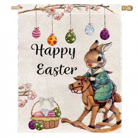 Egg Happy Bunny Easter House Flag Home Decorative Flag