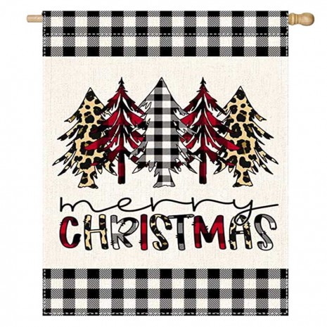 Merry Christmas Home Decorative Tree House Flag