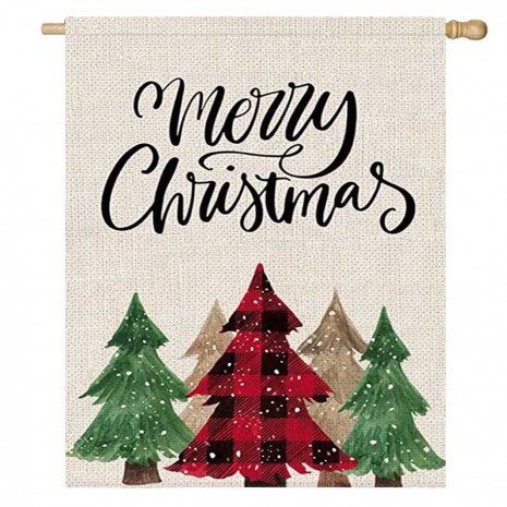 Home Decorative Merry Christmas Tree House Flag