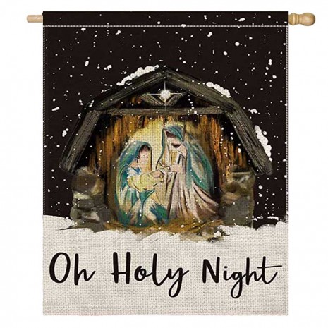 Oh Holy Night Home Decorative Christmas House Flag