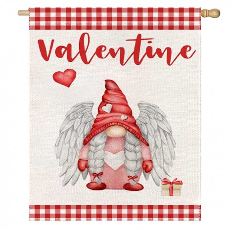 Dwarf Happy Valentine's Day Time House Flag