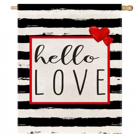 Hello Love Home Decorative Valentine's Day House Flag