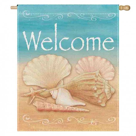 Shell House Home Beach Welcome Decorative Flag