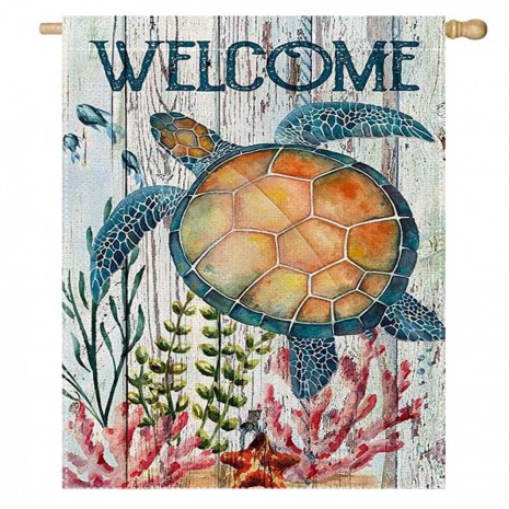 Turtle Beach House Home Welcome Decorative Flag