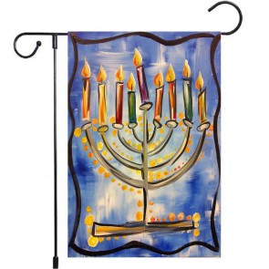 Candle Happy Hanukkah Garden Flag Yard Decoration
