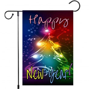 Happy New Year Colored Lights Yard Decoration Garden Flag