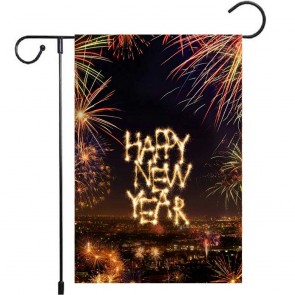 New Year Night Yard Decoration Fireworks City Garden Flag