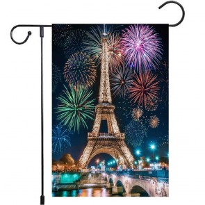 Fireworks New Year Yard Decoration Eiffel Tower Garden Flag