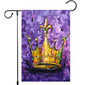 Golden Crown Yard Decoration Purple Mardi Gras Garden Flag