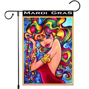 Girl Yard Decoration Mardi Gras Color Garden Flag