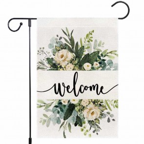 Flowers Green Leaves Yard Decorative Welcome Spring Garden Flag