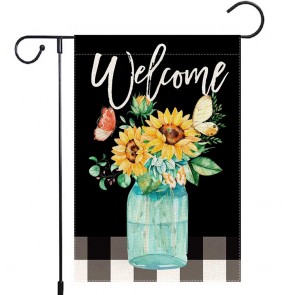 Sunflower Vases Yard Decorative Welcome Spring Garden Flag