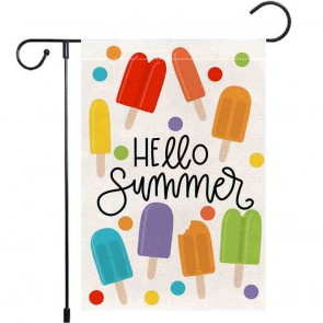 Hello Summer Yard Decorative Ice Cream Garden Flag