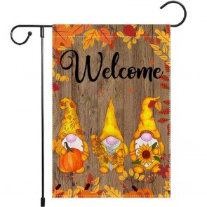 Fallen Leaves Gnomies Yard Decorative Welcome Fall Garden Flag